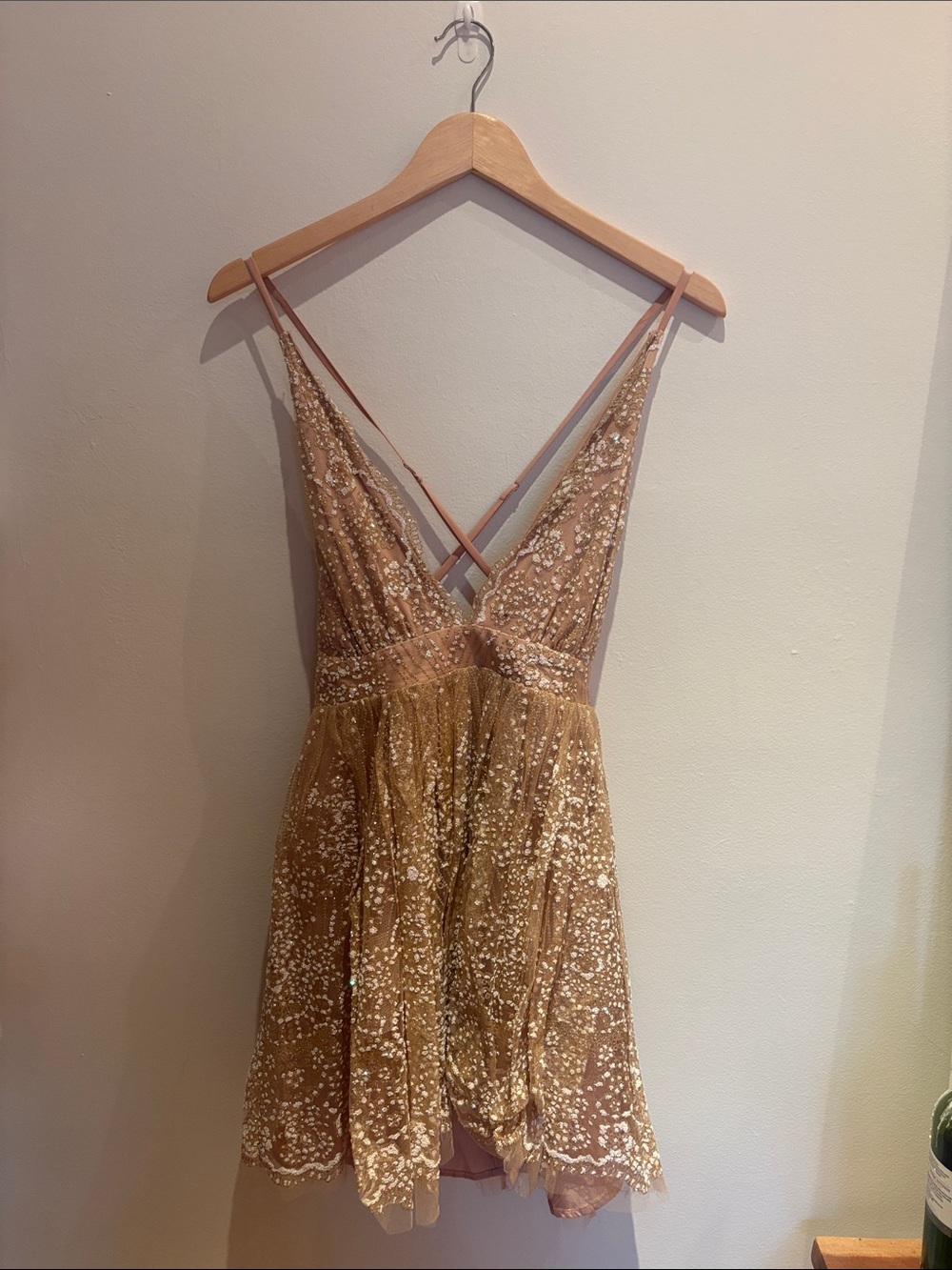 Luxxel Gold Sequin Mini Dress